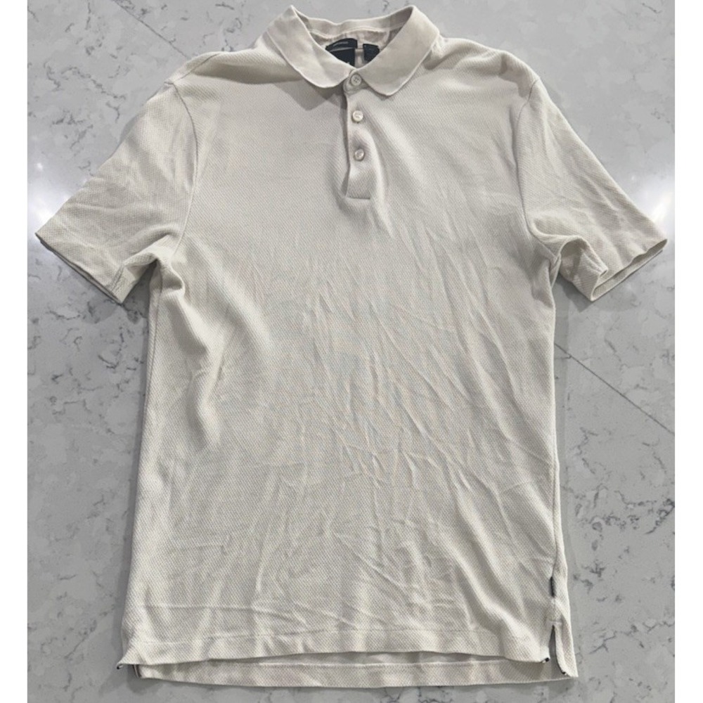 HUGO BOSS Mercerised Cotton Polo Shirt Mens Large Cream Ivory Short Sleeve